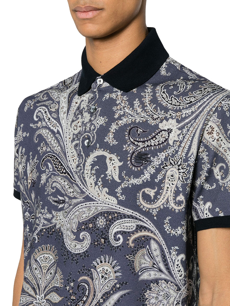 paisley-print polo shirt