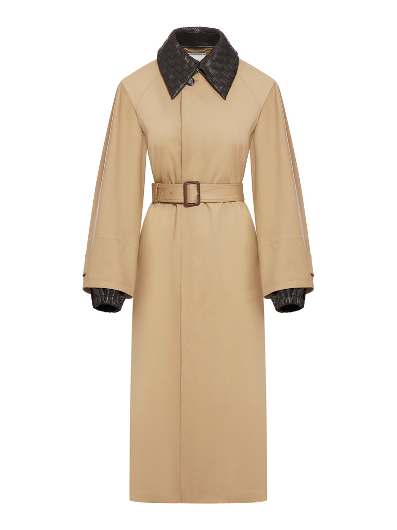 Cotton trench coat with braided collar