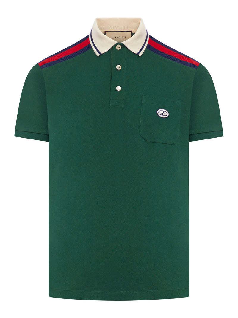 COTTON POLO SHIRT WITH CROSS GG