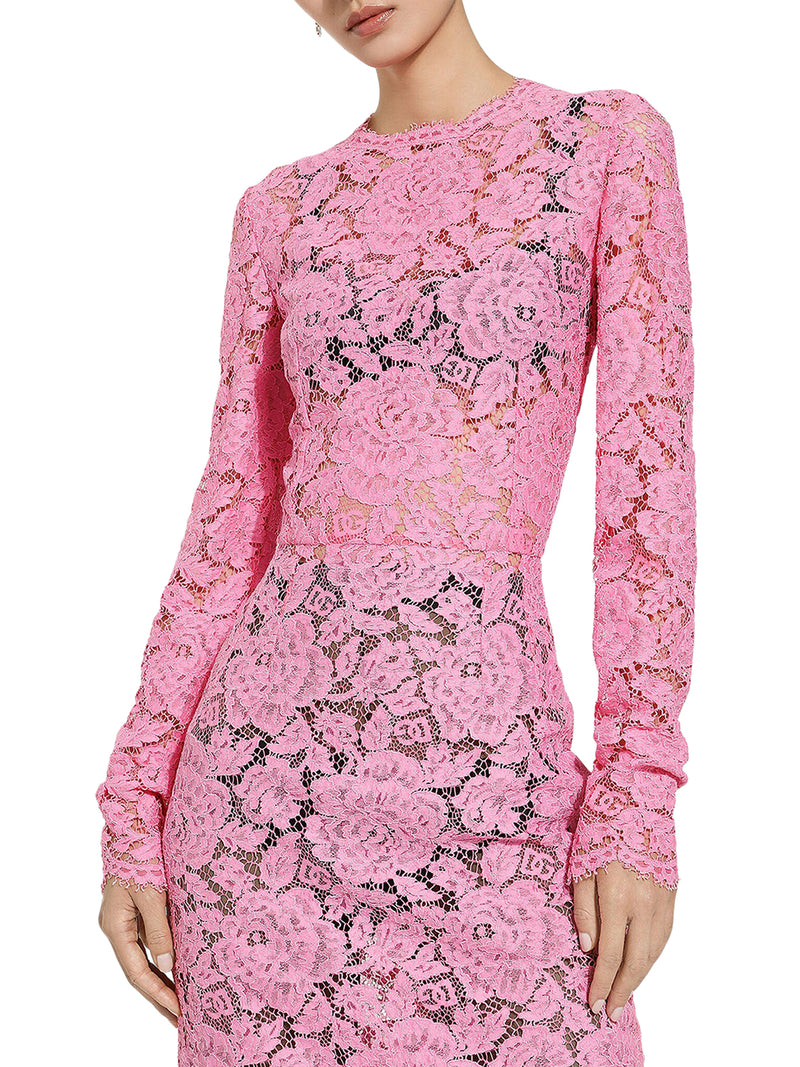 BRANDED FLORAL CORDONETTO LACE SHEATH DRESS