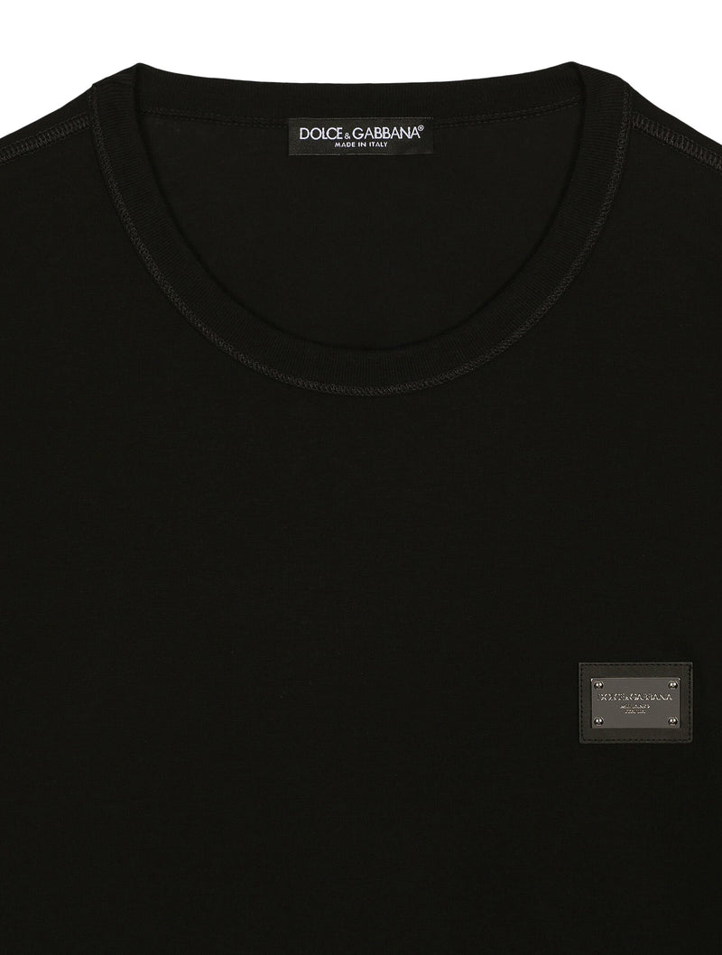COTTON T-SHIRT WITH LOGO PLATE