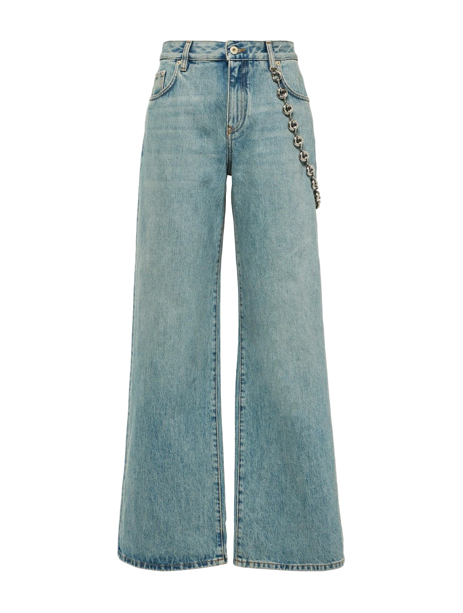 Jeans with denim chain