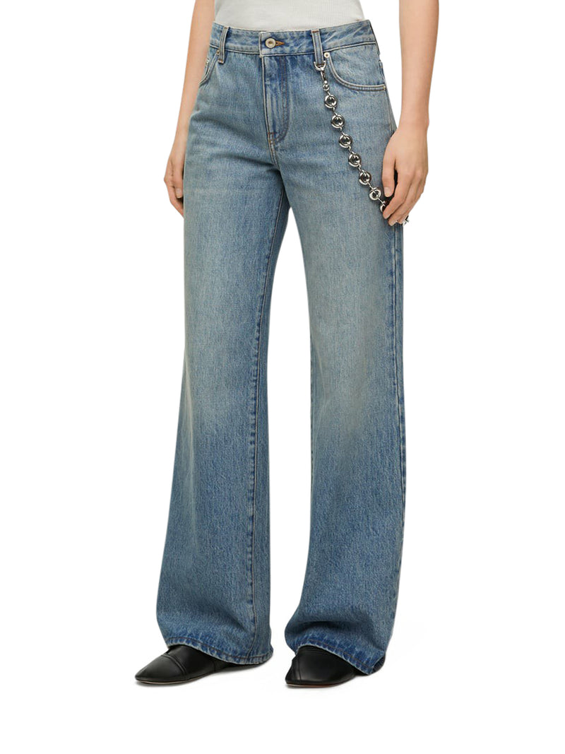 Jeans with denim chain