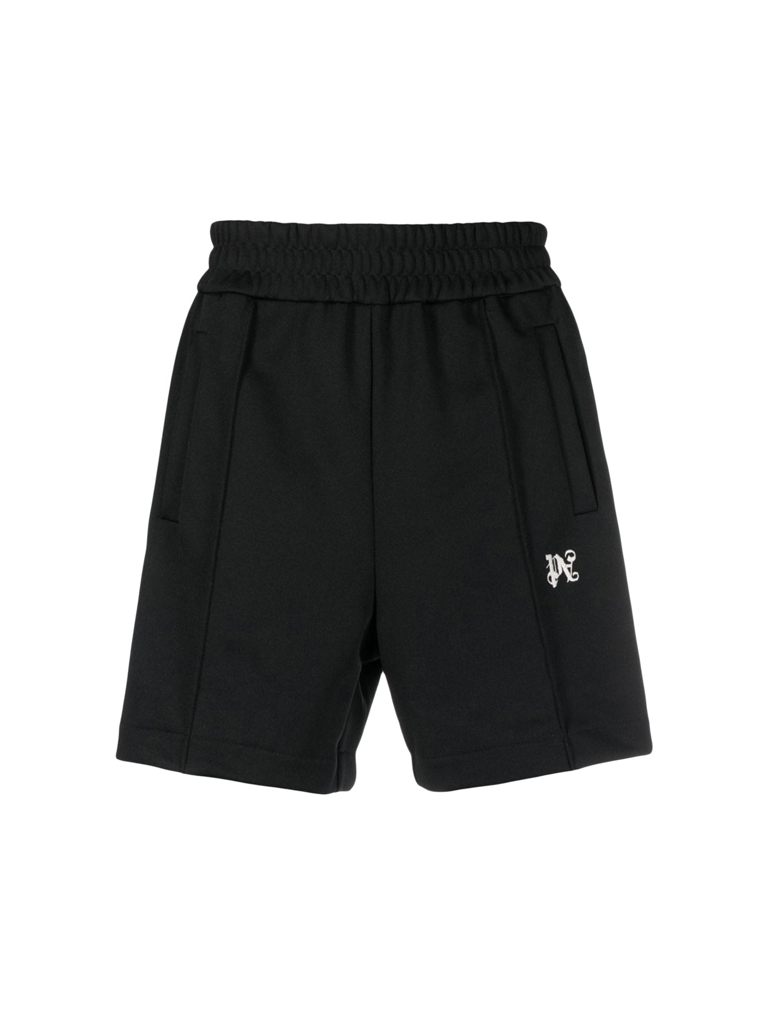 Striped sports shorts with embroidery