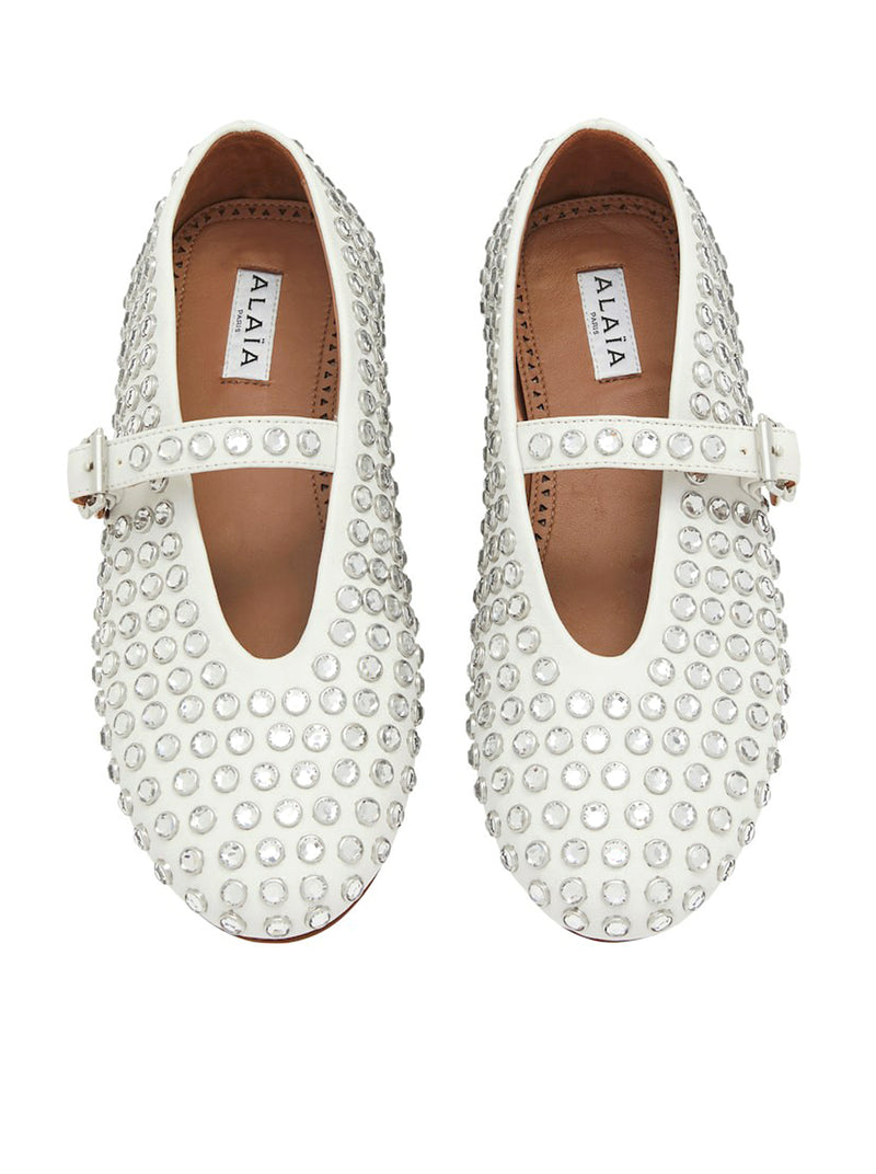 LAMBSKIN BALLERINAS WITH RHINESTONE