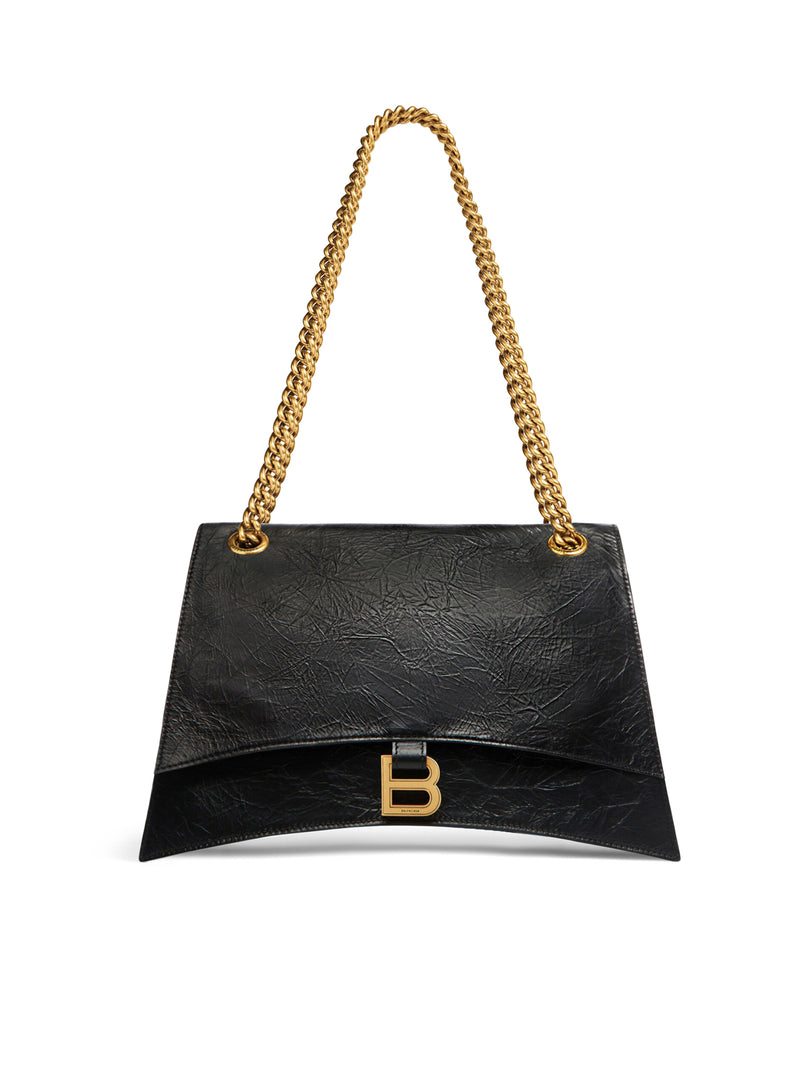 MEDIUM CRUSH BAG WITH CHAIN FOR WOMEN IN BLACK