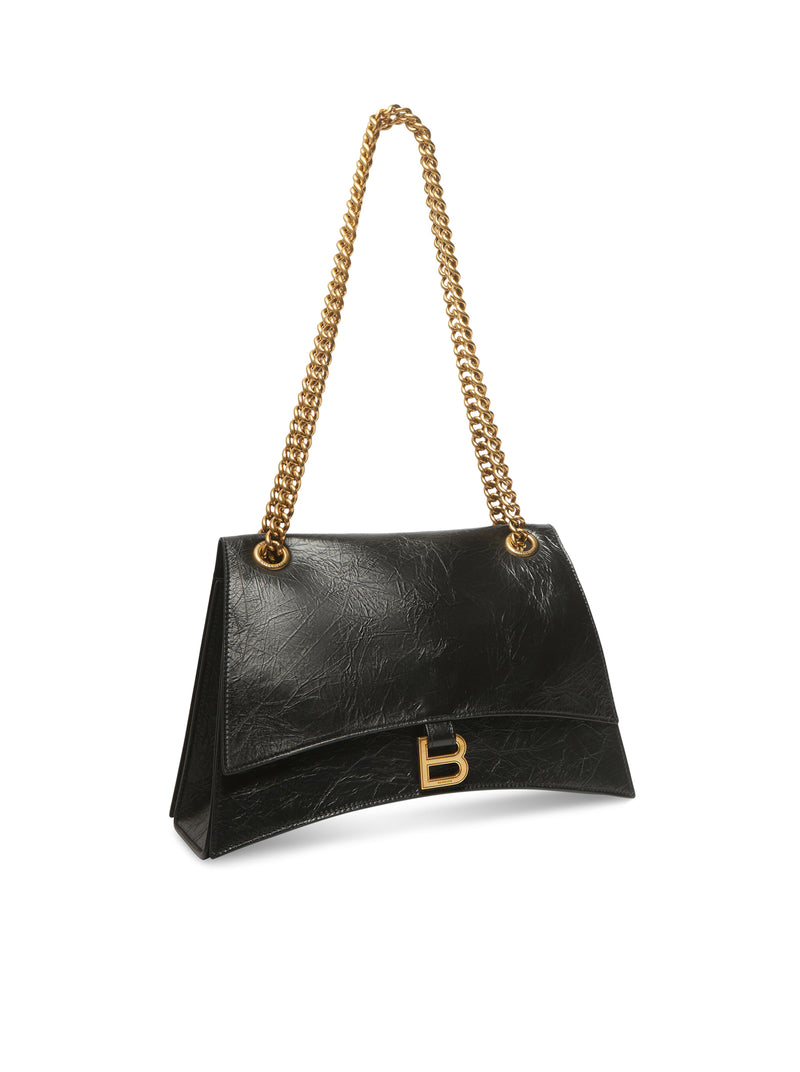 MEDIUM CRUSH BAG WITH CHAIN FOR WOMEN IN BLACK