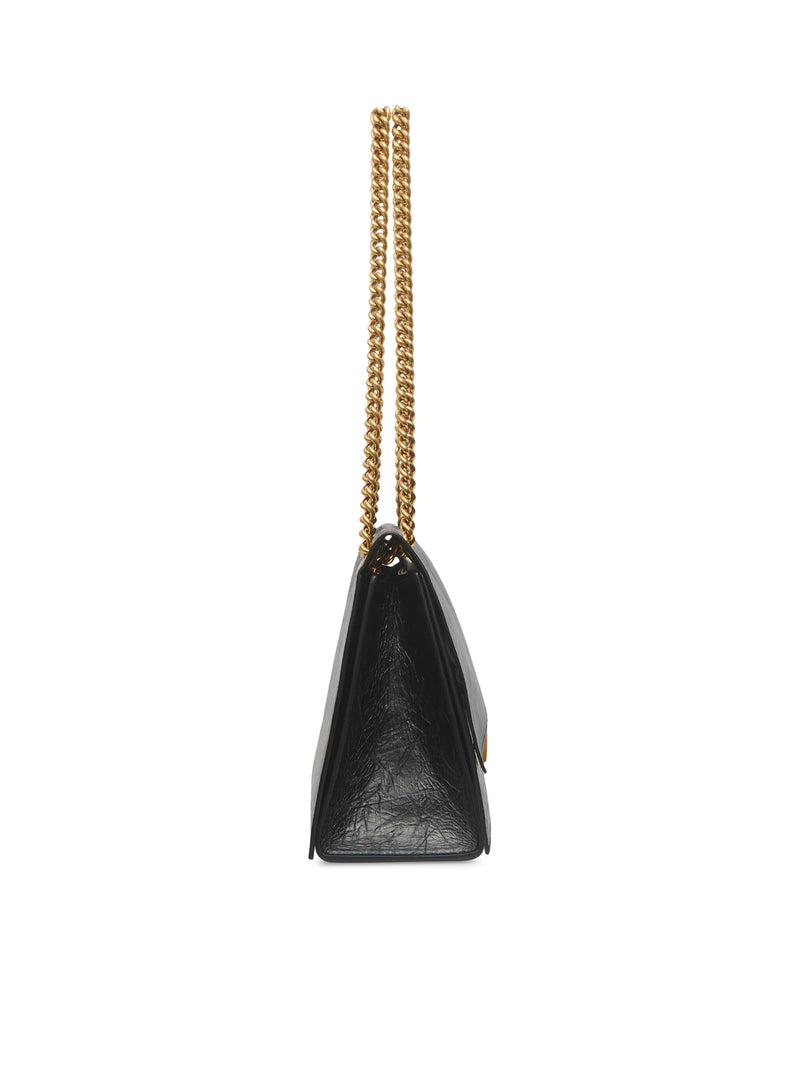 MEDIUM CRUSH BAG WITH CHAIN FOR WOMEN IN BLACK