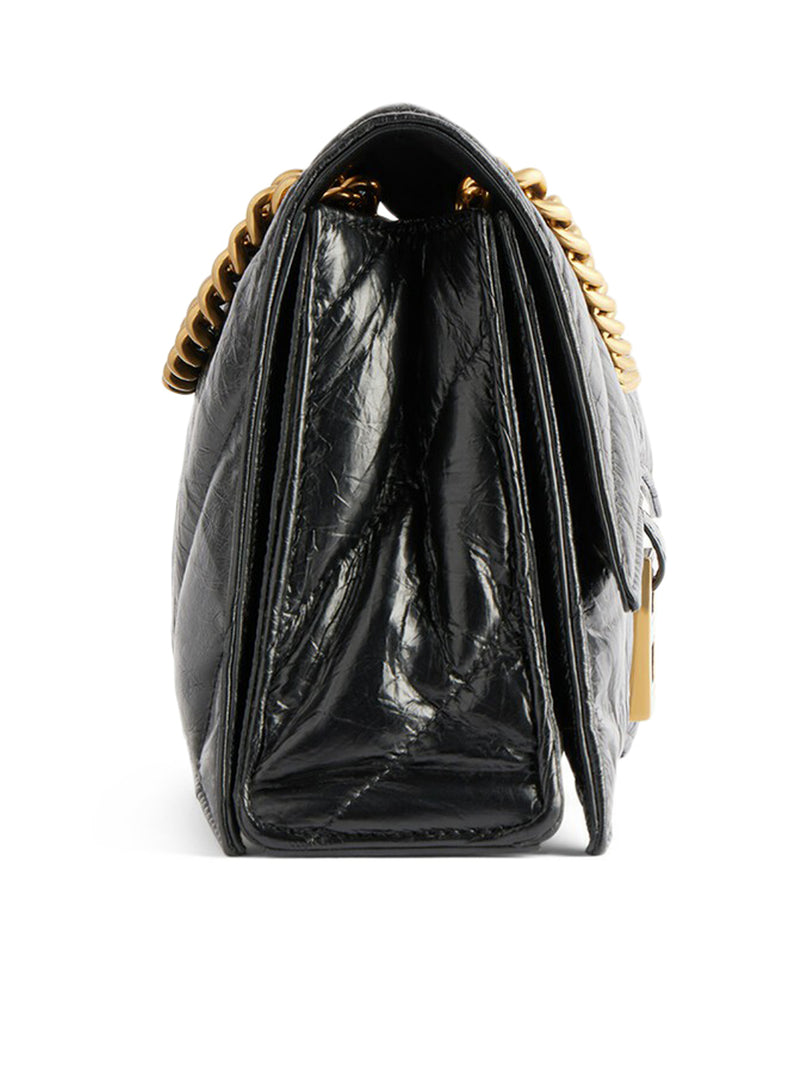 CRUSH BAG WITH SMALL QUILTED CHAIN FOR WOMEN IN BLACK