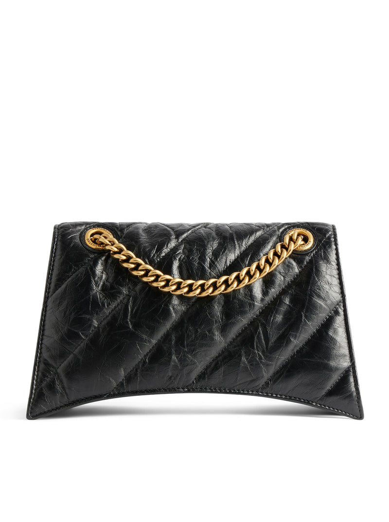 CRUSH BAG WITH SMALL QUILTED CHAIN FOR WOMEN IN BLACK