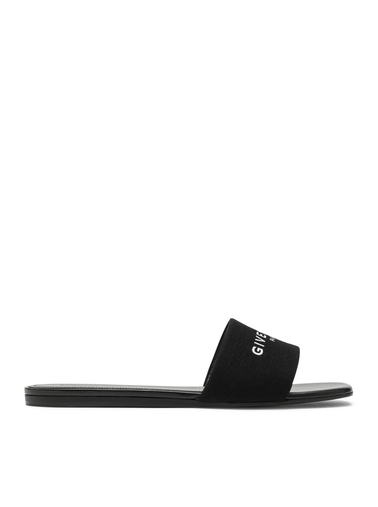 Low black canvas sandal
