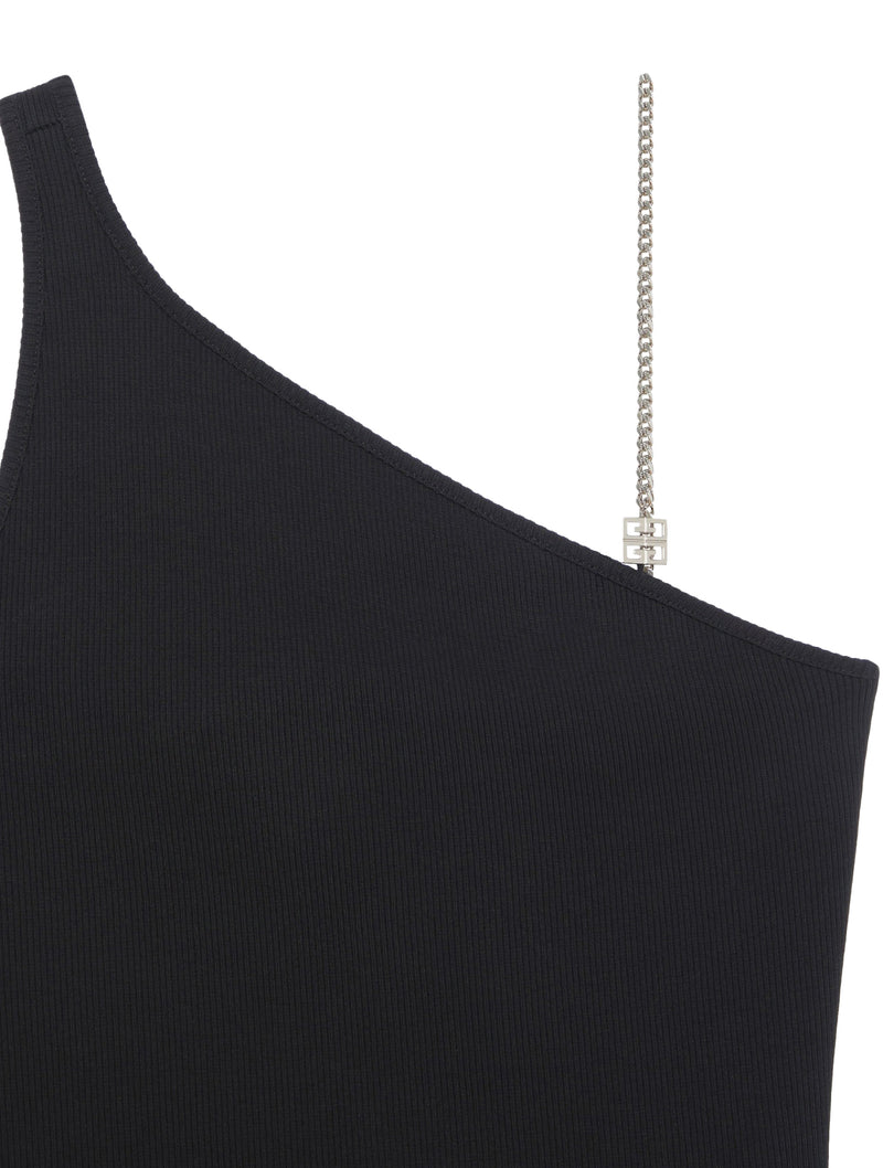 Asymmetric cotton top with chain