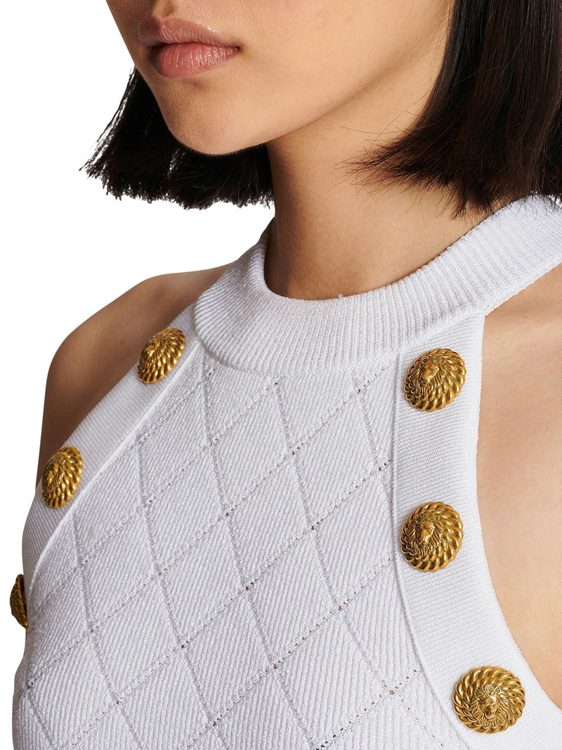 embossed buttons cropped top