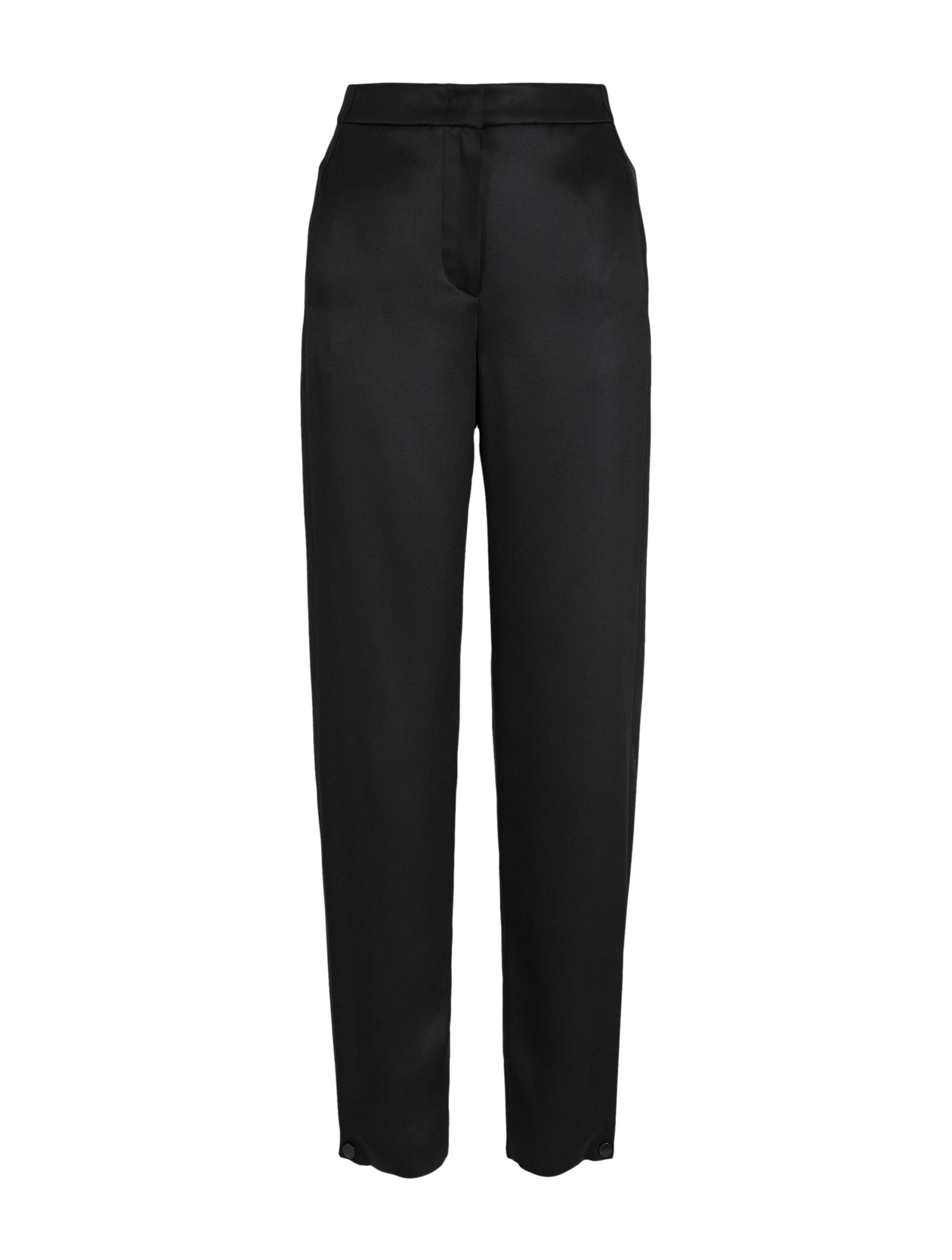 high-waisted silk trousers