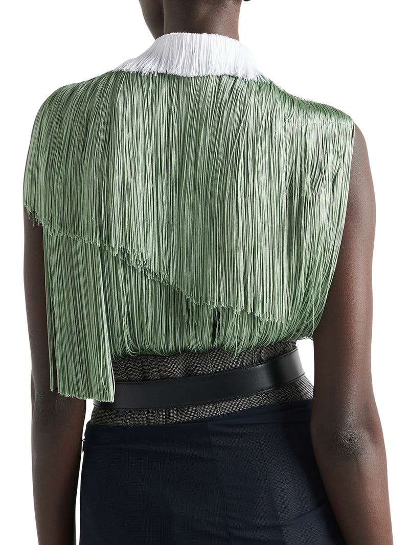 Organza top with fringes