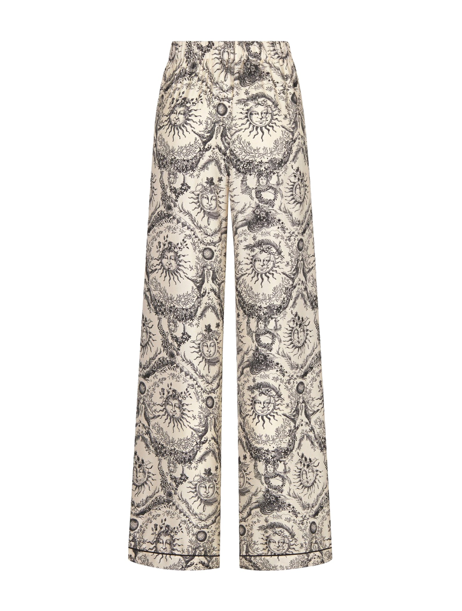 Trousers  White and gray Toile de Jouy Soleil silk twill