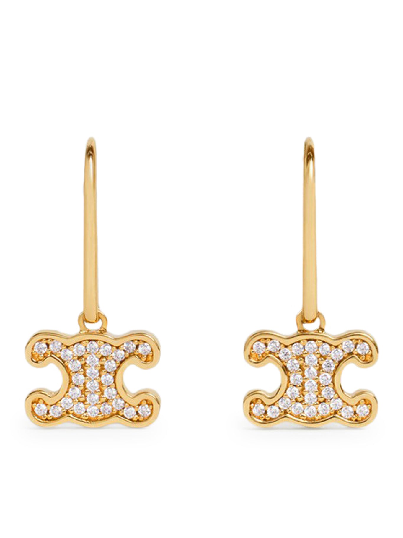 TRIOMPHE EARRINGS WITH BRASS RHINESTONES WITH GOLD FINISH AND GOLD CRYSTALS