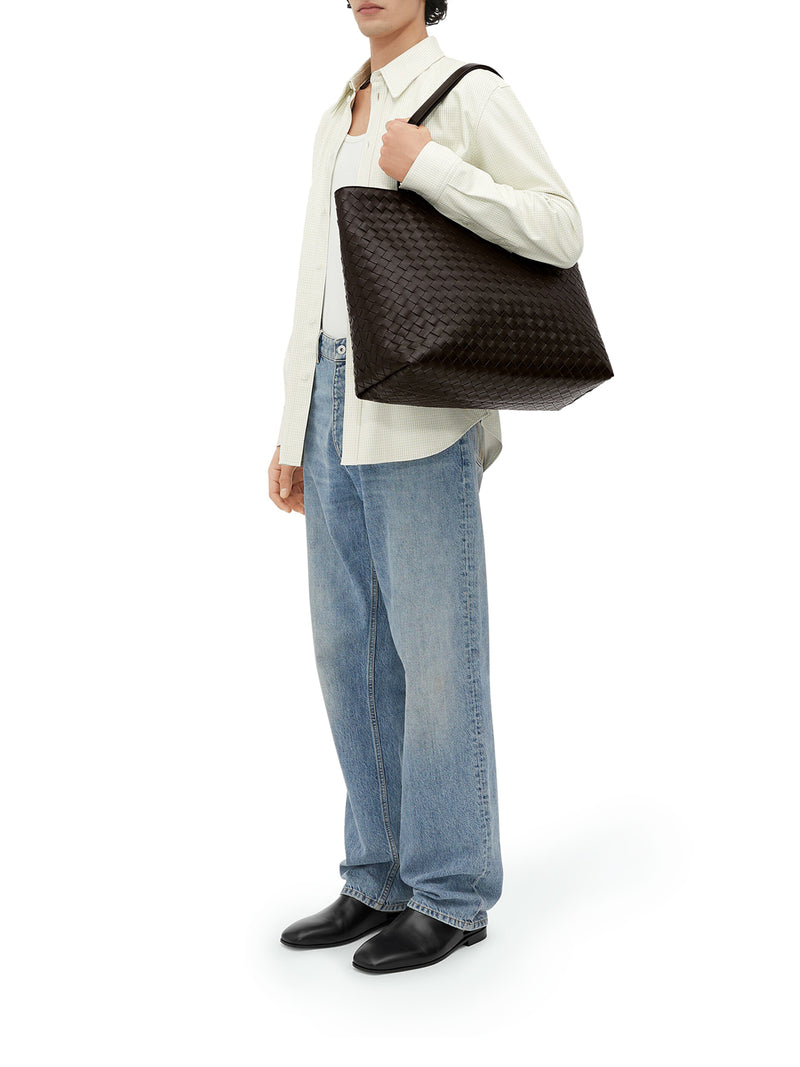 Large Intrecciato tote bag with zip