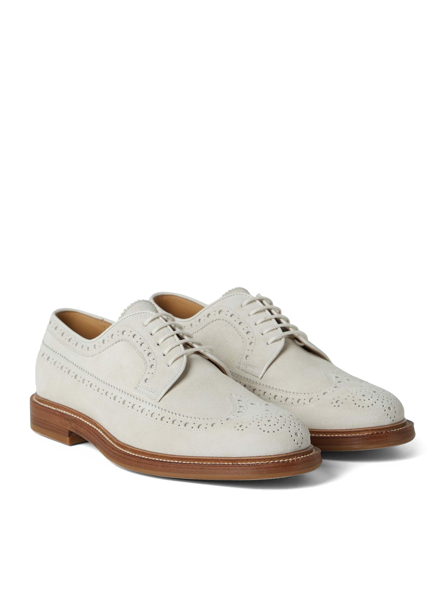 perforated-embellished suede derby shoes