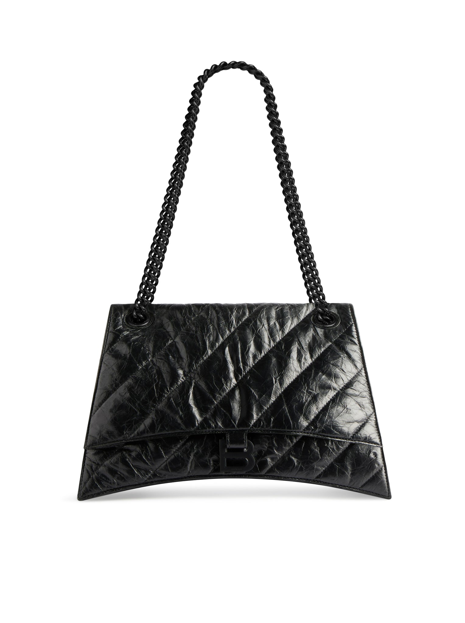 MEDIUM QUILTED CRUSH BAG WITH CHAIN FOR WOMEN IN BLACK