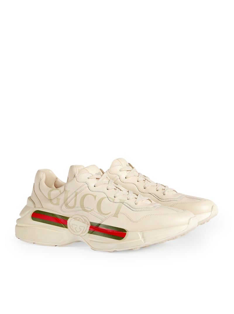 Men`s Rhyton sneaker in leather with Gucci logo